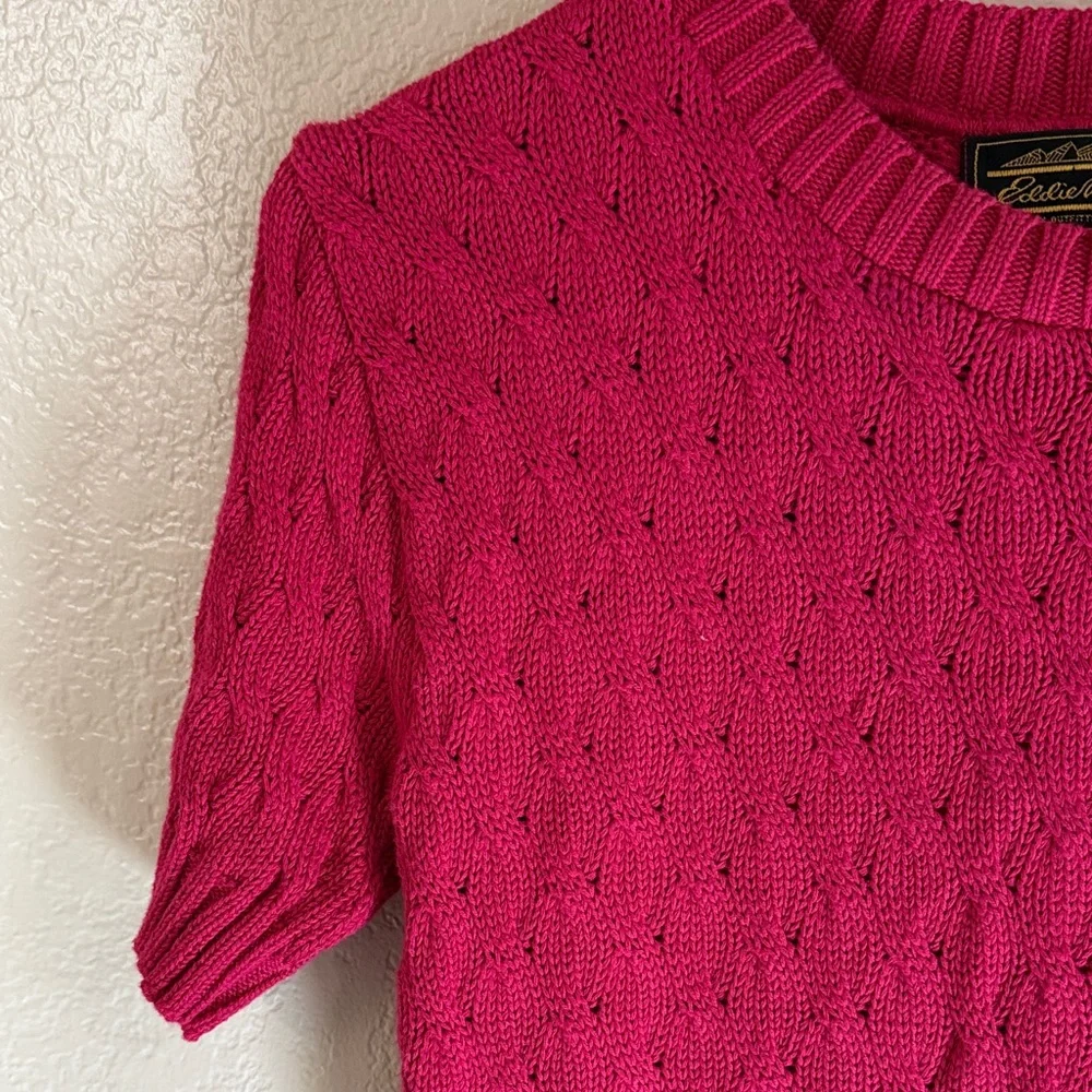 Vintage Classic Pink/fuchsia Cable Knit Sweater